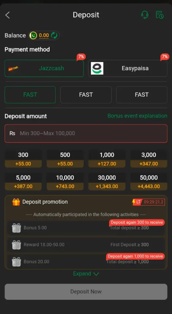 KC99 Game deposit options