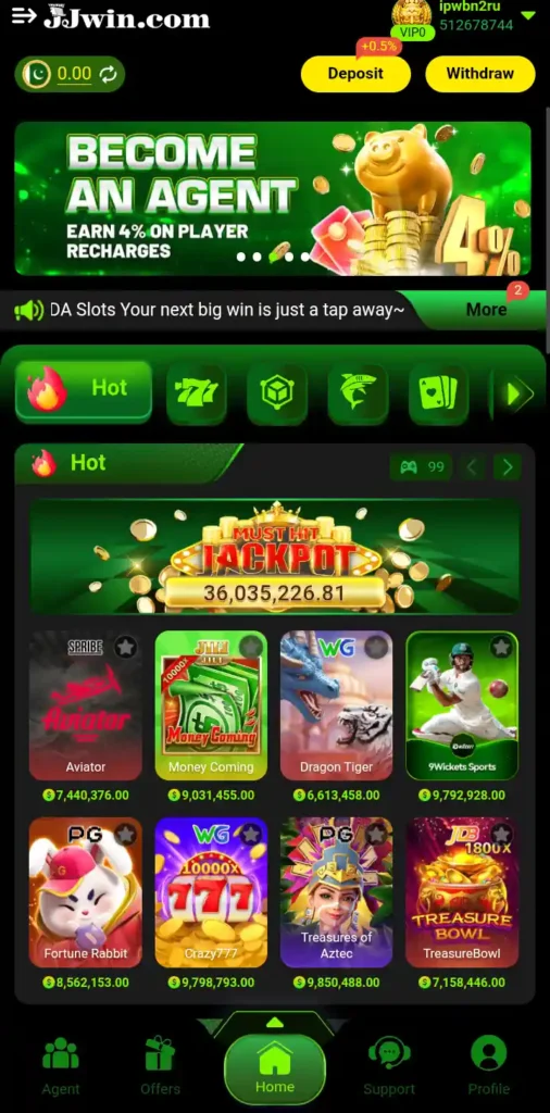 JJwin37 Game home screen