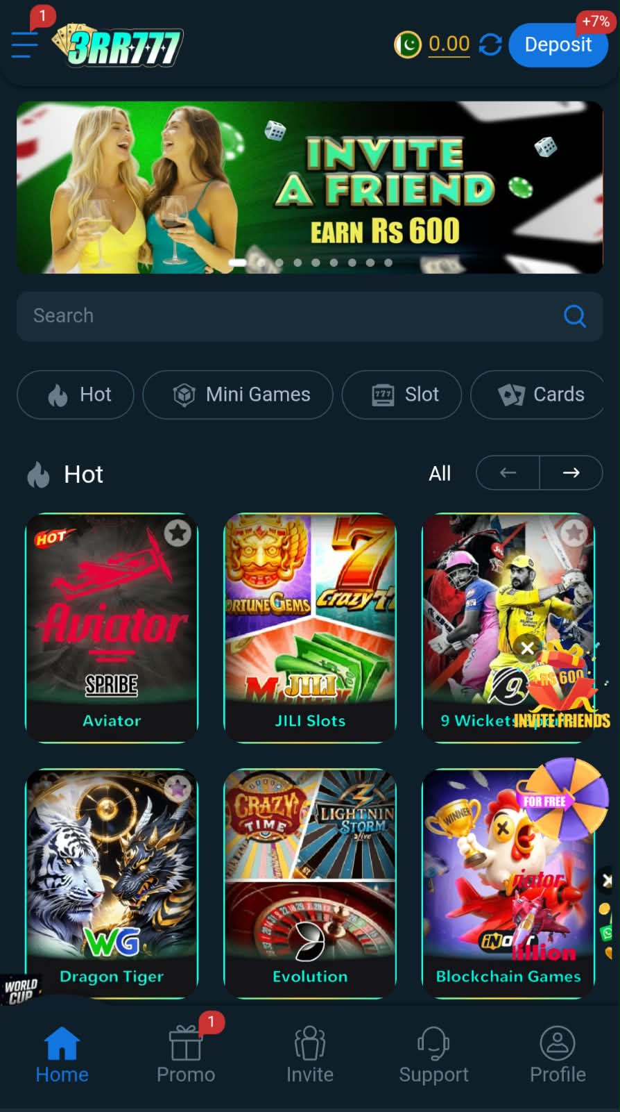 3RR777 Game home screen