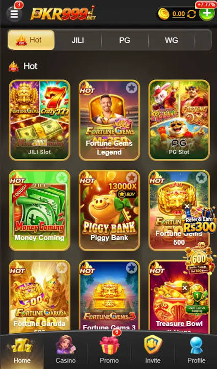 PKR999 game home screen
