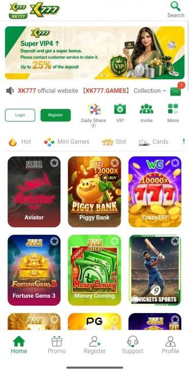 XK777 Game home screen