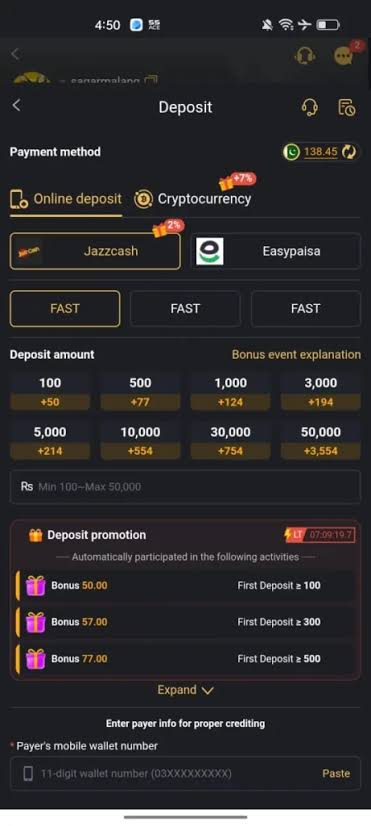 777PKR Game deposit options