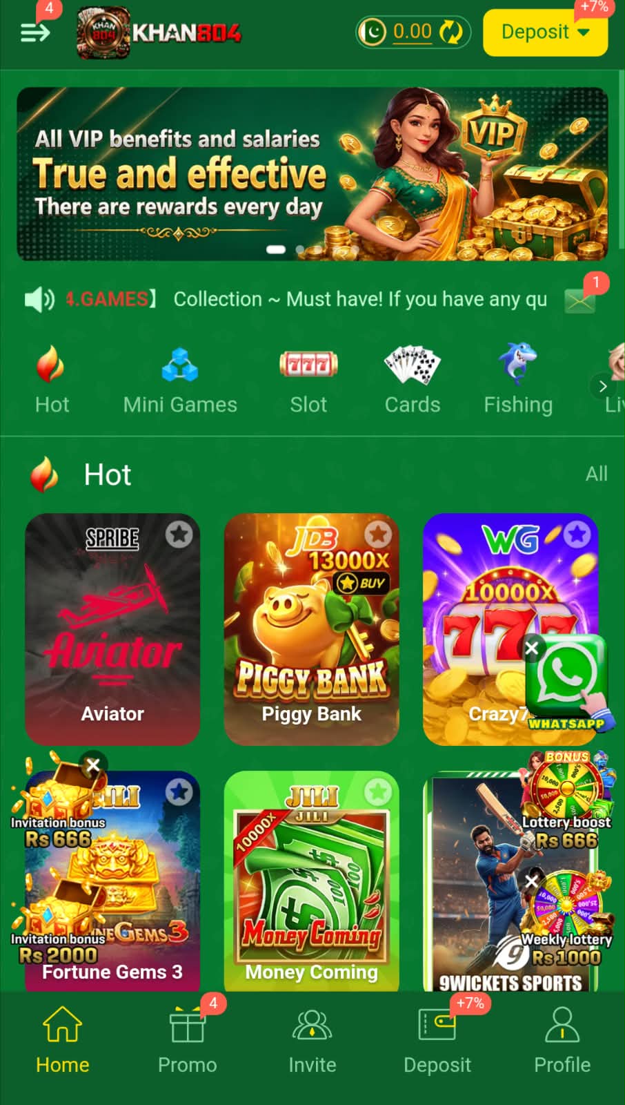KHAN804 Game home screen